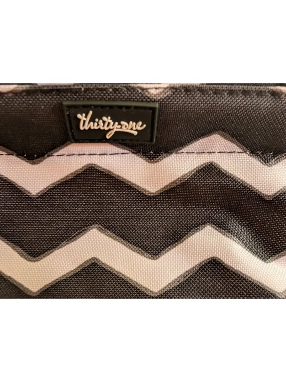 Thirty-One Square Utility Tote Black Chevron Durable Storage Bag